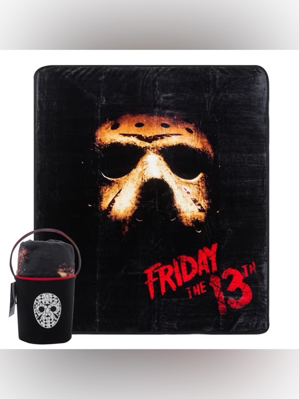 Friday the 13th Cloud Throw and Reusable Embroidered Fabric Bucket Set